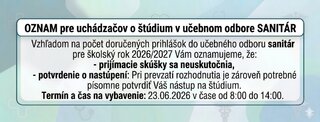 Externé štúdium - sanitár